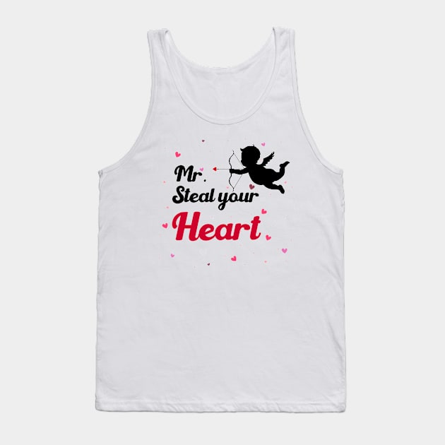 Kids Mr Steal Your Heart Toddlers Boys Valentines Day Heart Tank Top by Aymoon05